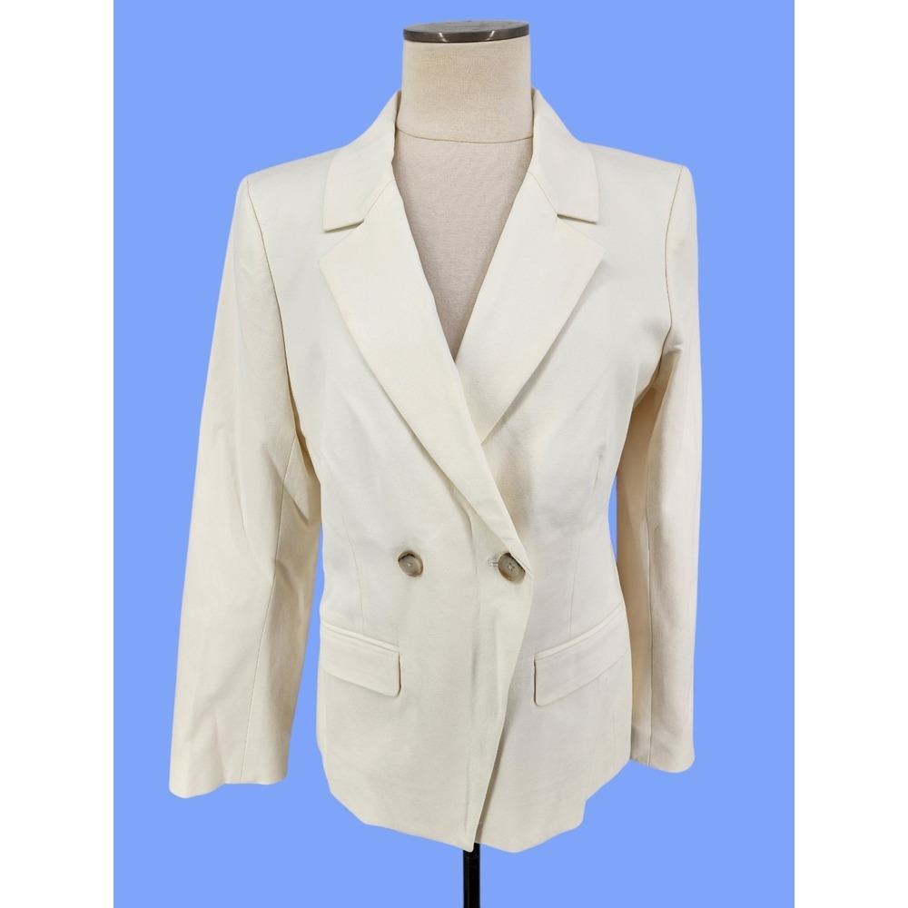 J Crew Devon Ivory Blazer Double Breasted Jacket Business Career Stretch Size 8